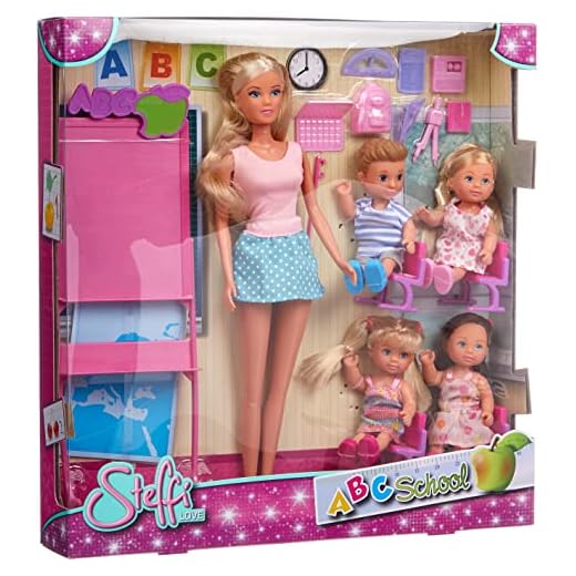 Simba - Steffi Love Scuola Playset, 105730472002, + 3 Anni, con Steffi Maestra, 4 Alunni, Lavagna, Seggioline e Accessori