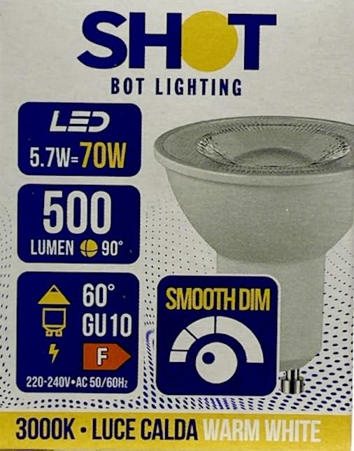 Botlighting set 10 lampadine led gu10 Dimmerabili 5,7w 500 lumen 3000k luce calda equivalenti 70w