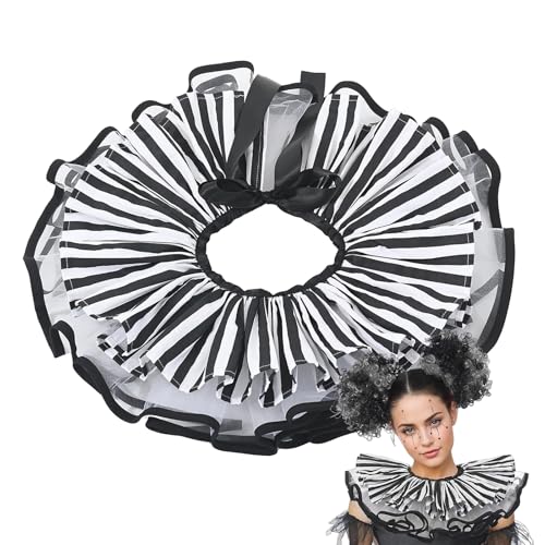 Layered Clown Collar Tulle Ruffled Fake Collar Mesh Clown for Halloween Carnival Cosplay