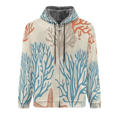 Cardigans pour hommes en polaire chaude avec capuche et zip intégral coloré
