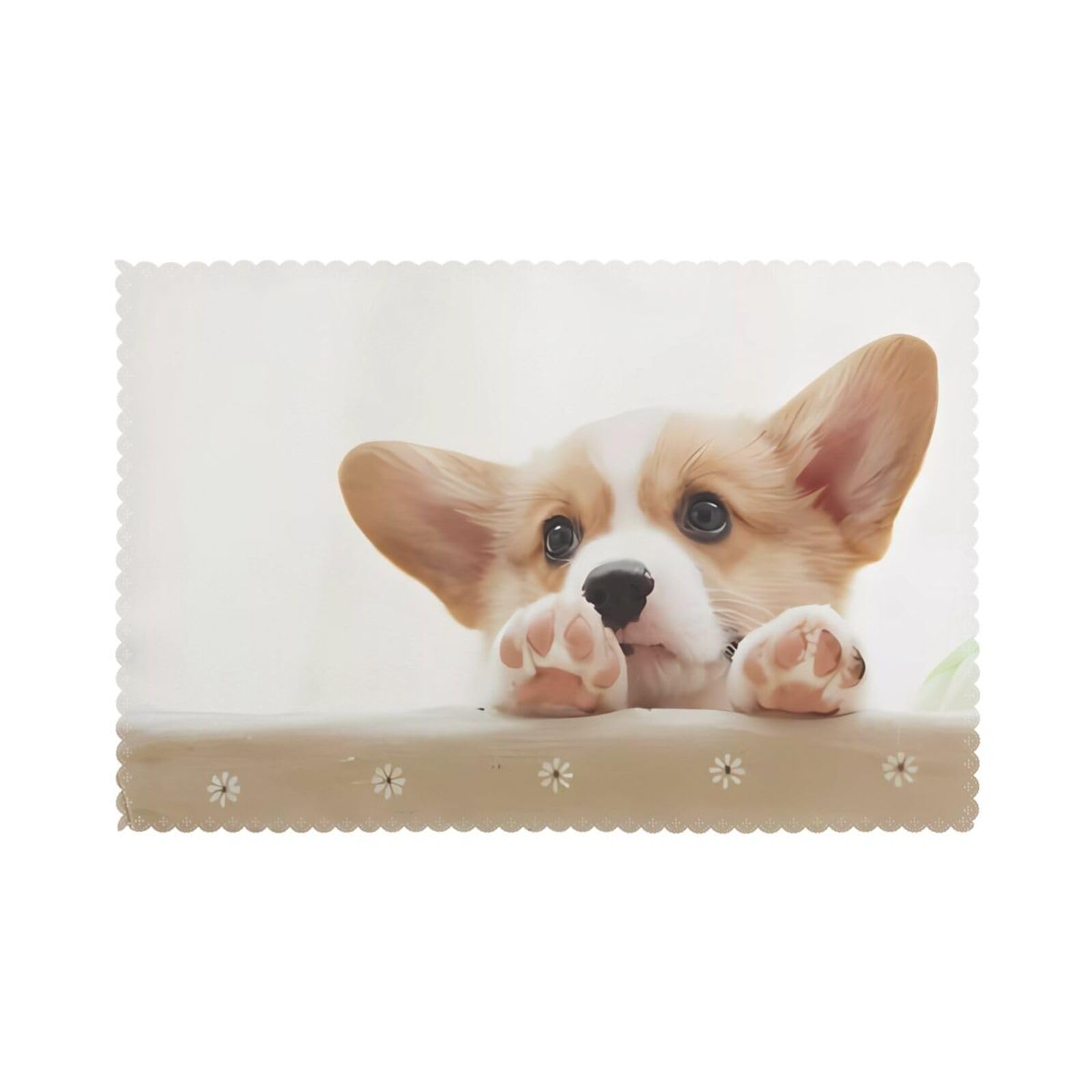 WHJSHOP Cute Corgi Prints Placemats Set of 6 12x18in - Heat Resistant Table Layers for Homes, Hotels & Stylish Dining
