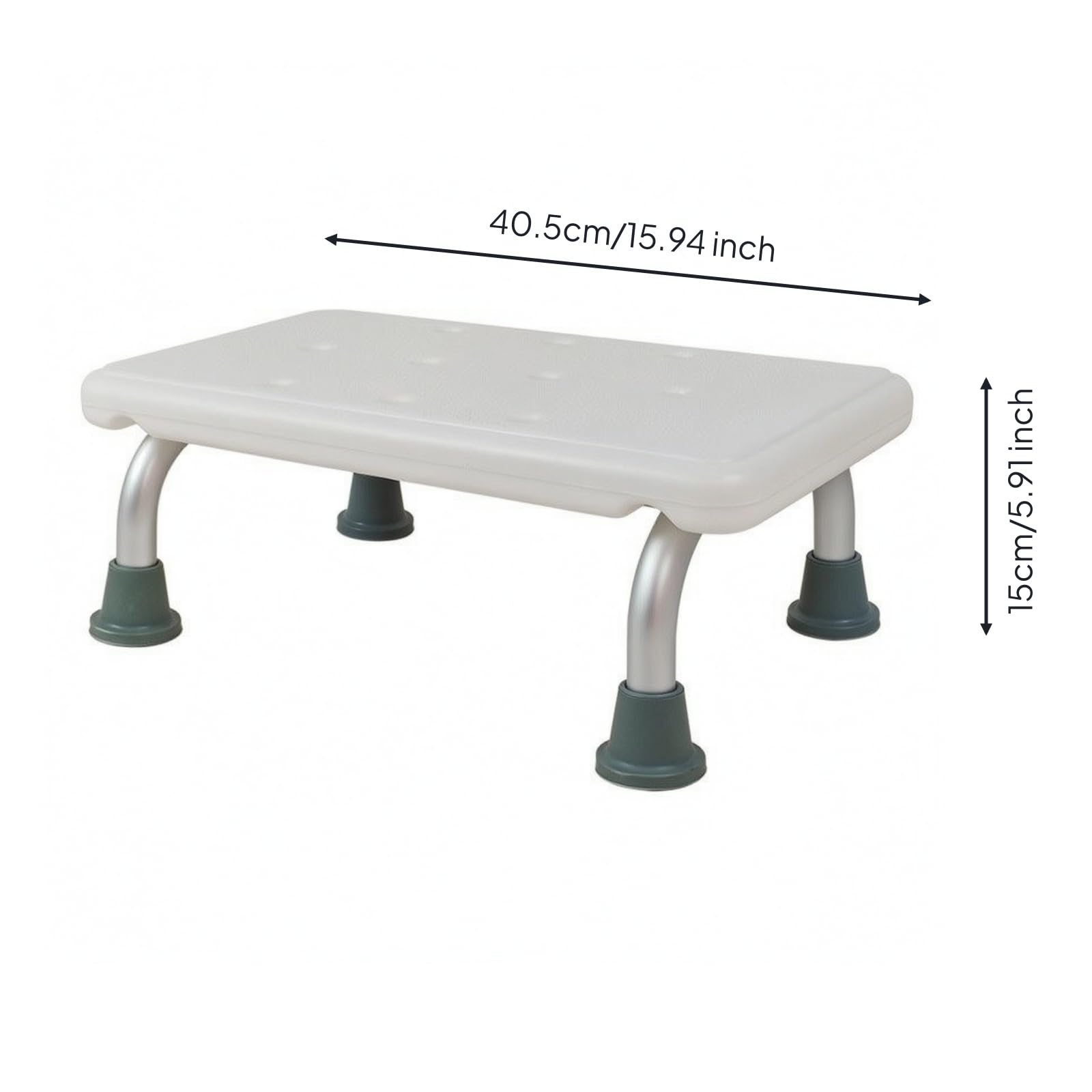 Taburete de Baño Elevado Antideslizante Escalón de Ducha Banco de Apoyo Estable con Patas con Pie Antideslizante y Superficie con Puntos de Agarre Adecuado para Ducha Lavabo Familias