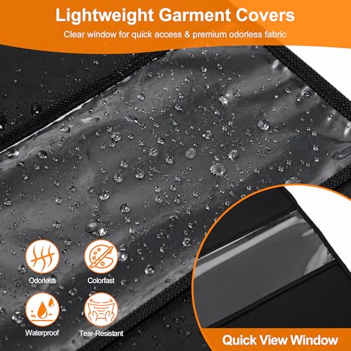 Garment Bags for Travel & Hanging Clothes, 55\" Suit Bag for Closet Storage, Lightweight Dress Bags for Gowns Long, Dustproof Garment Covers with Clear Window & Reinforced Zipper, Black (1 Pack) - Thumbnail 7