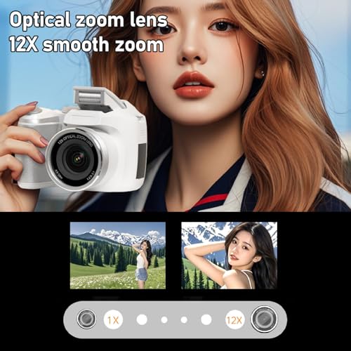 Cámara DSLR 4K, Zoom 12X Óptico y 6X Digital, Blanca miniatura 3