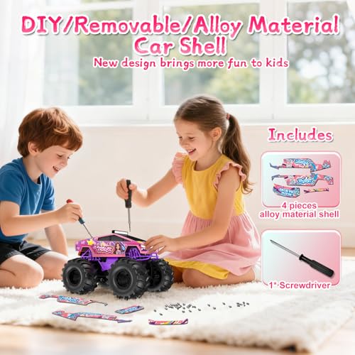 Image of Amphibious Remote Control Car, 1:18 Pink Monster Truck Toys for Girls RC Cars, 2.4 GHz Waterproof RC Trucks, 4WD All Terrain Off-Road Pickup, Girls Christmas Birthday Gifts Presents Kids Toys Ages 6+