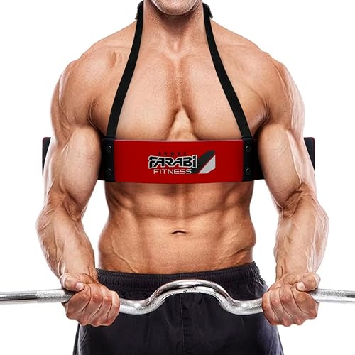 Farabi Sports Fitness Weightlifting Arm Blaster Bicep Curl Support for Bodybuilding, Muscle Isolation, Strength Training Adjustable Neck Strap, Heavy-Duty Exercise Blaster for Gym Workouts