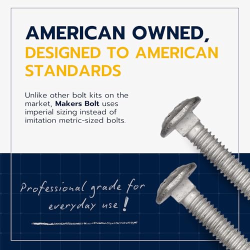 Image of 1 /4 inch x 4 inch (100 pack) Galvanized Carriage Bolt Kit Grade 307A includes 1 /4 inch USS Flat Washers (100 pcs) and 1 /4 inch-20 Hex Nuts (100 pcs), Hot Dip Galvanized for Exterior Use by Makers Bolt