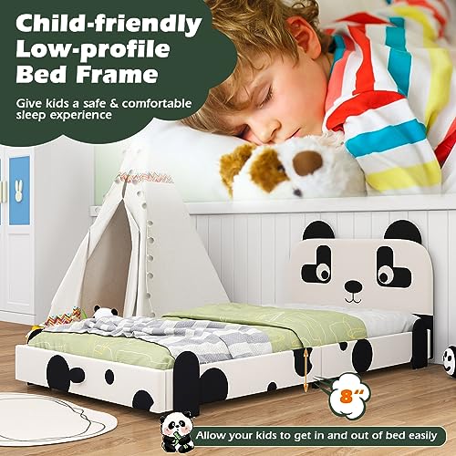 HONEY-JOY-Twin-Bed-Frames-for-Kids-Toddler-Wooden-Twin-Bed-Platform-with-Headboard-Slat-Base-No-Box-Spring-Needed-Children-Bedroom-Furniture-for-Boys-Girls-Fits-Standard-Twin-Mattress-Panda HONEY JOY Twin Bed Frames for Kids Toddler Wooden Twin Bed Platform with Headboard Slat Base No Box Spring Needed Children Bedroom Furniture for Boys Girls Fits Standard Twin Mattress Panda