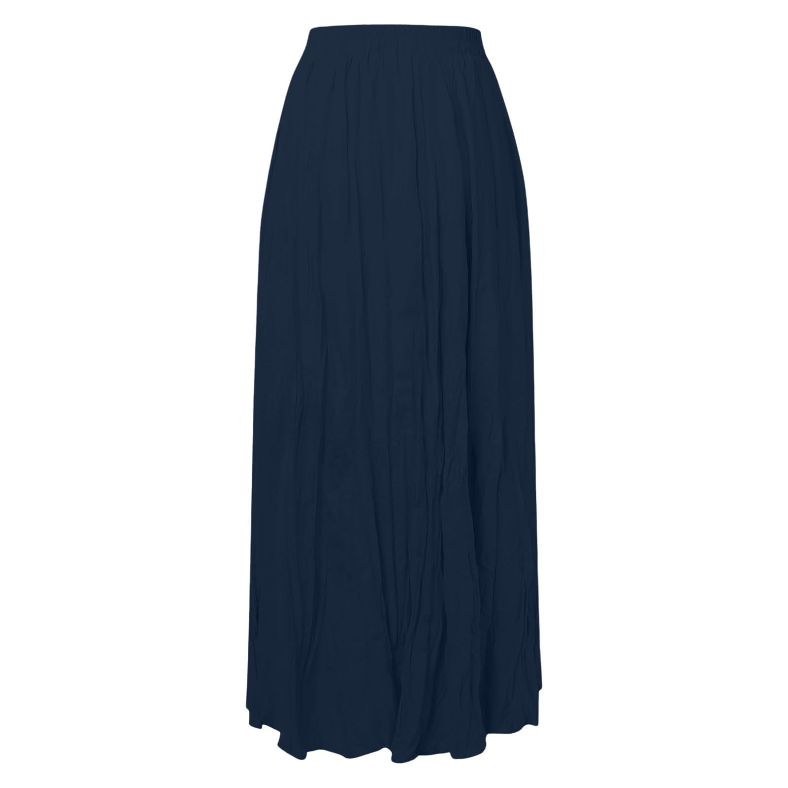 Moda Damska Casual Wysoka Talia Plisowana Sukienka Jednokolorowa Luźna Spódnica Plażowa Maxi Długa