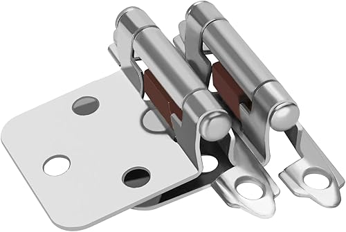 Miniatura 7 de Goldenwarm Bisagras superpuestas para puerta de gabinete de 50 unidades (25 pares), herrajes de cocina negros, montaje frontal, cierre automático