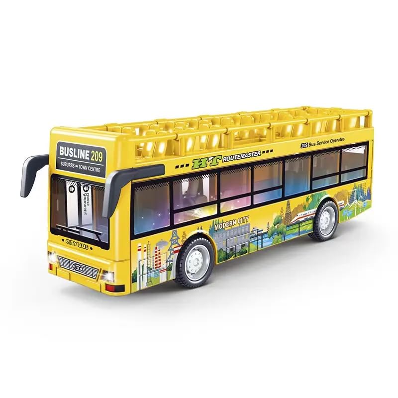 Image of DEOXY Bus Toys for Kids Plastic Bus Alloy London Bus Light & Music Bus Toys for Boy Kids (7736 Yellow)