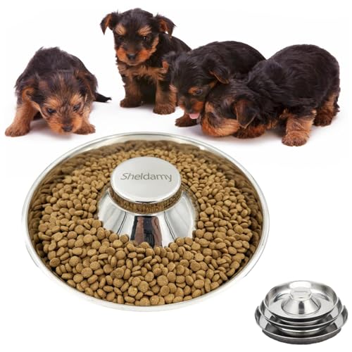 Puppy-Dog-Bowl-Stainless-Steel-Multiple-Puppies-Feeder-Dogs-Basic-Food-and-Water-Bowls-Weaning-Dish-for-Small-Medium-and-Large-Dogs-Pets Puppy Dog Bowl, Stainless Steel Multiple Puppies Feeder, Dogs Basic Food and Water Bowls Weaning Dish for Small, Medium and Large Dogs Pets - Image 1