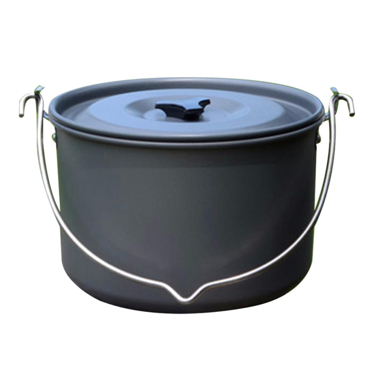 Pot Suspendu Résistant à l'usure de Camping en Alliage D'aluminium Noir Poignée Pliable Ergonomique Cuisine en Plein Air Aventures en Camping