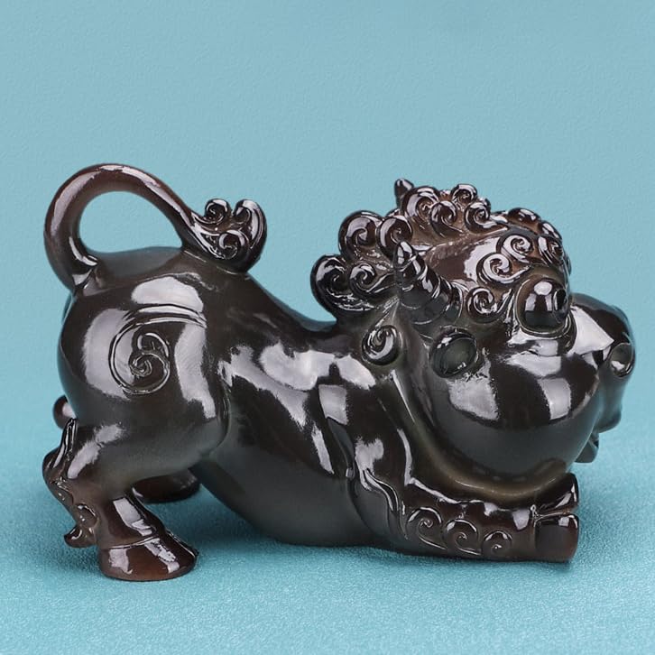 Hormsdar Color Changing Tea Pet Cattle Cute Resin Lucky Ox Statue Kung Fu Tea Tray Decor Tea Lover's Gift Home Office Desk Feng Shui Ornament