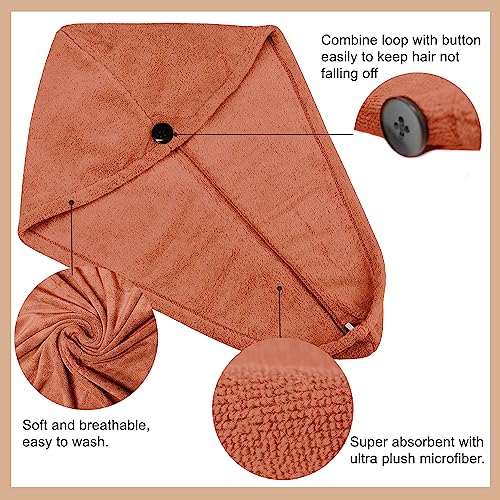 Image of Sassoon Venir Microfiber Hair Wrap Towel for Women (Rust Color, Free Size) with Smooth Texture Super Absorbent Quick Dry Hair Turban for Drying Hair