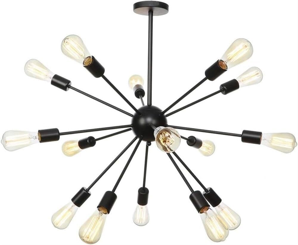LYMSXAZOU Modern Chandelier Lighting 15-Lights LED E27 Edison Pendant Lights Mid Century Ceiling Light Fixture Black/Rose Gold/Chrome Hanging for Hallway Bar
