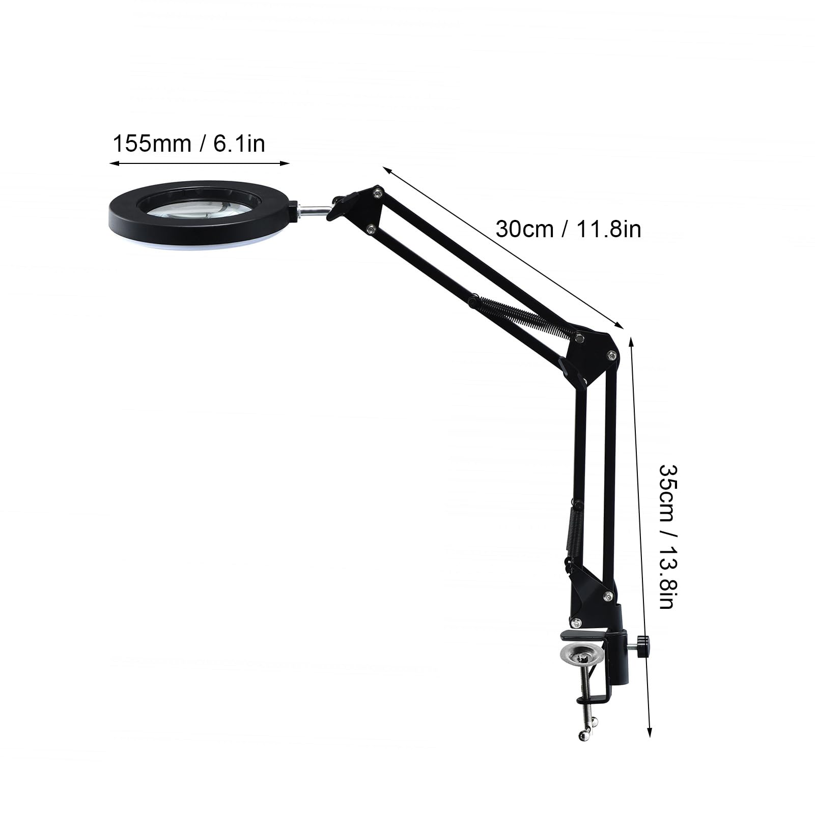 Lampe de Réparation LED, 3 Couleurs, Loupe 10X avec luminosité Réglable, Verre en Acier Inoxydable pour la Lecture de Livres (BLACK)