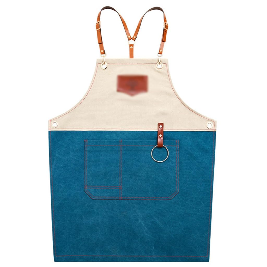 TEESONG Delantal de Chef Delantal de Cocina, Vaquero, Restaurante Chino, horneado, barbero, Tienda de té de la Leche, Restaurante, Ropa de Trabajo for Hombres y Mujeres Delantales para Hombres(A)