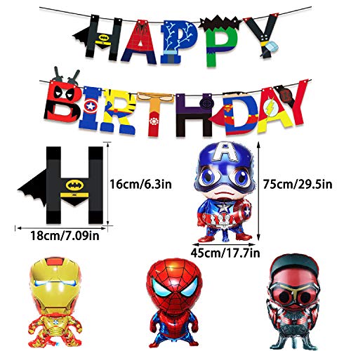 DWTECH Superheld Avengers Feestdecoratie 28 stuks ballonnen met 4 stuks grote folie ballonnen, 1 Happy Birthday banner… - Image 4