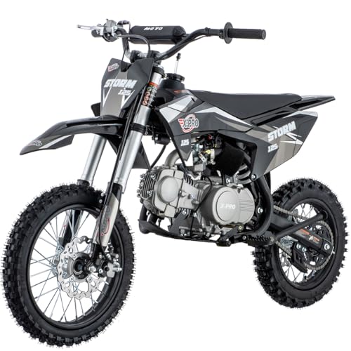 X-PRO 125cc Dirt Pit Bike for Kids & Youth with 4-Speed Semi-Automatic Transmission, Big 14'/12' Tires! (Black)