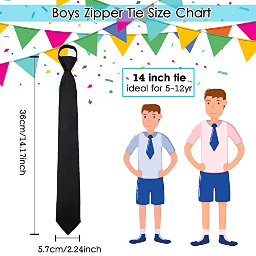 Mantieqingway Pre-tied Ties for Kids Boys 1/2 Pack 14 inch Adjustable Zipper Neck Tie for Wedding Graduation School Uniforms3