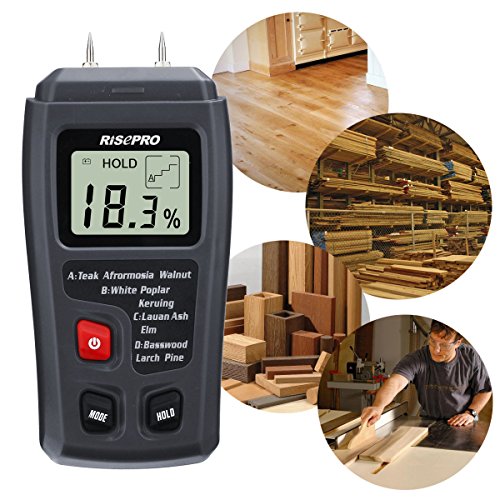 Wood Moisture Meter, RISEPRO Digital Moisture Meter 2 pins Wood Moisture Tester Water Content MT-10 - Thumbnail 3