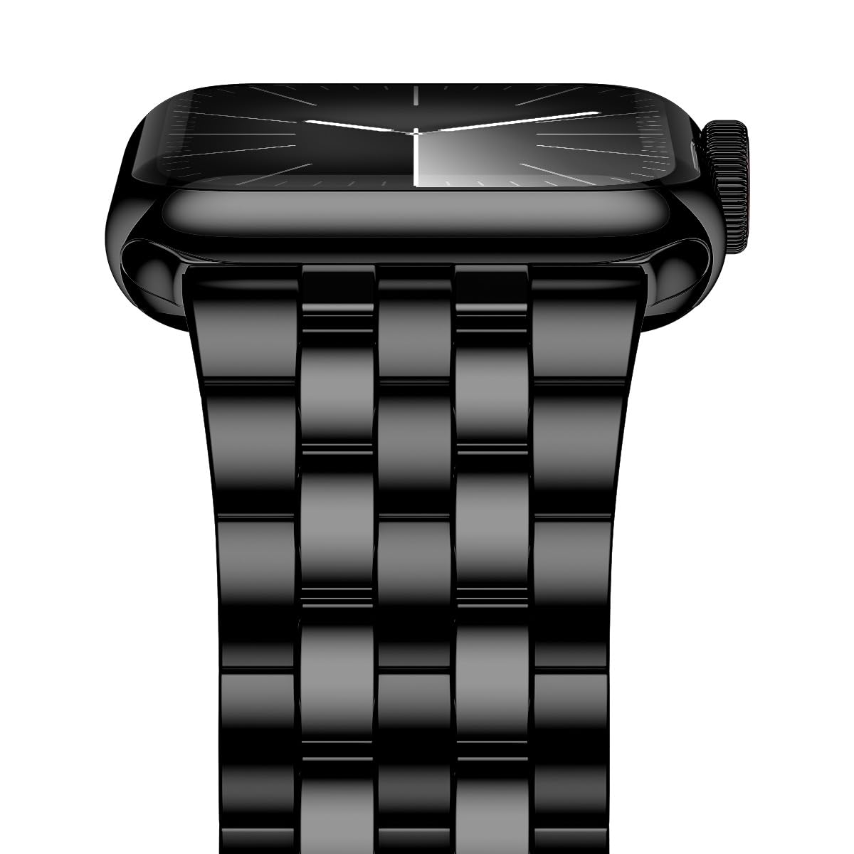 iiteeology Compatible with Apple Watch Bands 46mm/49mm/45mm/44mm, Luxury Stainless Steel Link Bracelet for Apple Watch Ultra 2/Ultra/Series 1-10- 5 Beads, Black