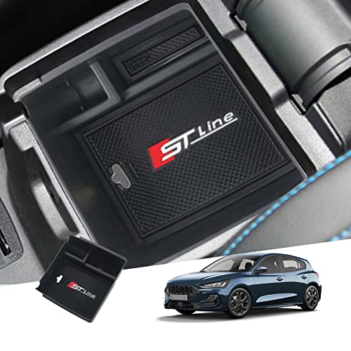 GAFAT Kompatibel mit Ford Kuga MK3 2020-2026 / Focus MK4 ST Line 2018-2025 Mittelkonsole Aufbewahrungsbox Armlehne Organizer Tray Handschuhfach Focus MK4 Zubehör (Schwarz1)
