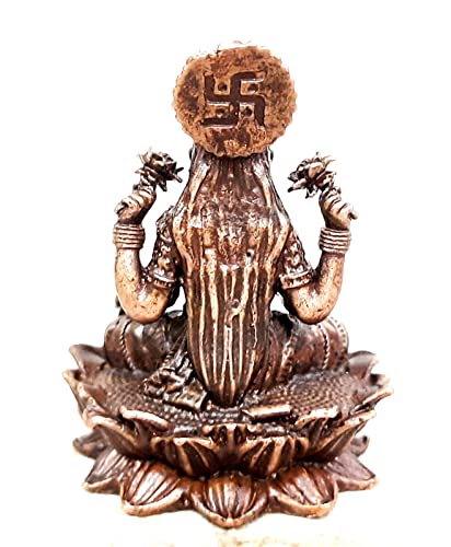 Image of Copper Idols India, 2 inches, Handmade Mahalakshmi Idol with, 145 Grams, Patina Antique Finish, Pack of 1 Piece
