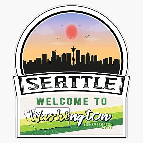 Magnet Seattle Welcome To Washington The Evergreen State Washington State And Cities Series -2 Magnet Vinyl Decal Sticker 5