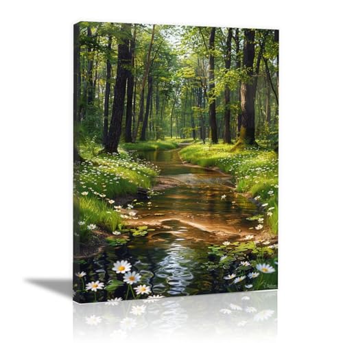 Impression sur toile paysage forestier 60x80cm encadrée