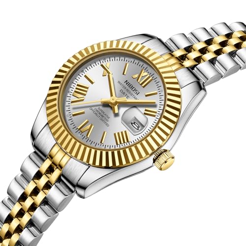 Image of NIBOSI Watches for Woman Analog Quartz Stainless Steel Diamond Rose Gold Green Small Dial Women Watches Classic Wrist Watch Date Waterproof