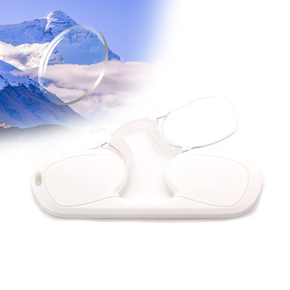 Xiaoxu Portable Mini Nose Clip Reading Glasses, Nose Pinching Armless Reading Glasses with Case, Women Men HD Anti-Blue Presbyopic Glasses (Orange,+3)