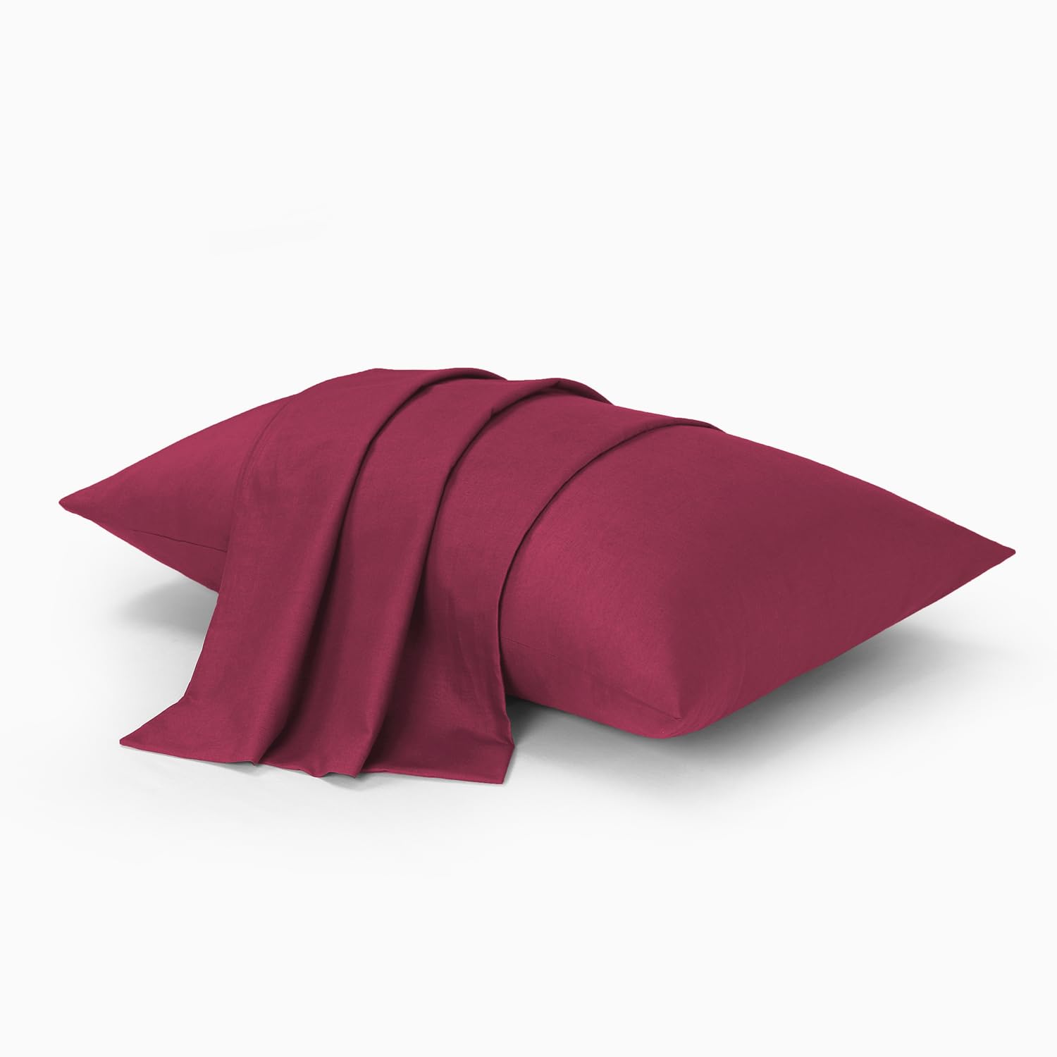 CHARKHAH Pair of Polycotton Standard Housewife Oxford Pillowcases and 100% Cotton Flannel Jersey Pillow Covers Protectors Dyed in Trendy Colors - Image 3