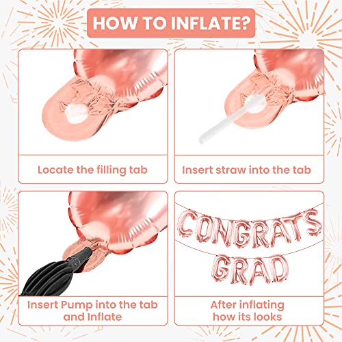 Image of Graduation Decorations 2026 | Rose Gold Congrats Grad Balloons - 16 Inch | Congrats Grad Banner | Graduation Balloon Banner For Congrats Grad Decorations, Congratulations Decorations, KatchOn