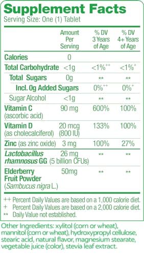 Culturelle Immune Defense Probiotic with Vitamin C, Vitamin D and Zinc + Elderberry, Non-GMO, 4-in-1 Immune Support for Kids Ages 3+*, Mixed Berry Chewables, 60 Count - Thumbnail 2