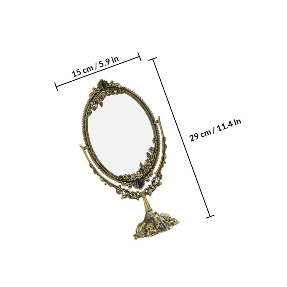 VILLCASE Schminkspiegel mit Stabilem Standfuß aus Metall und Glas Retro Kleiner Dekorativer Tischspiegel im Eleganten Design für Makeup und Rasur