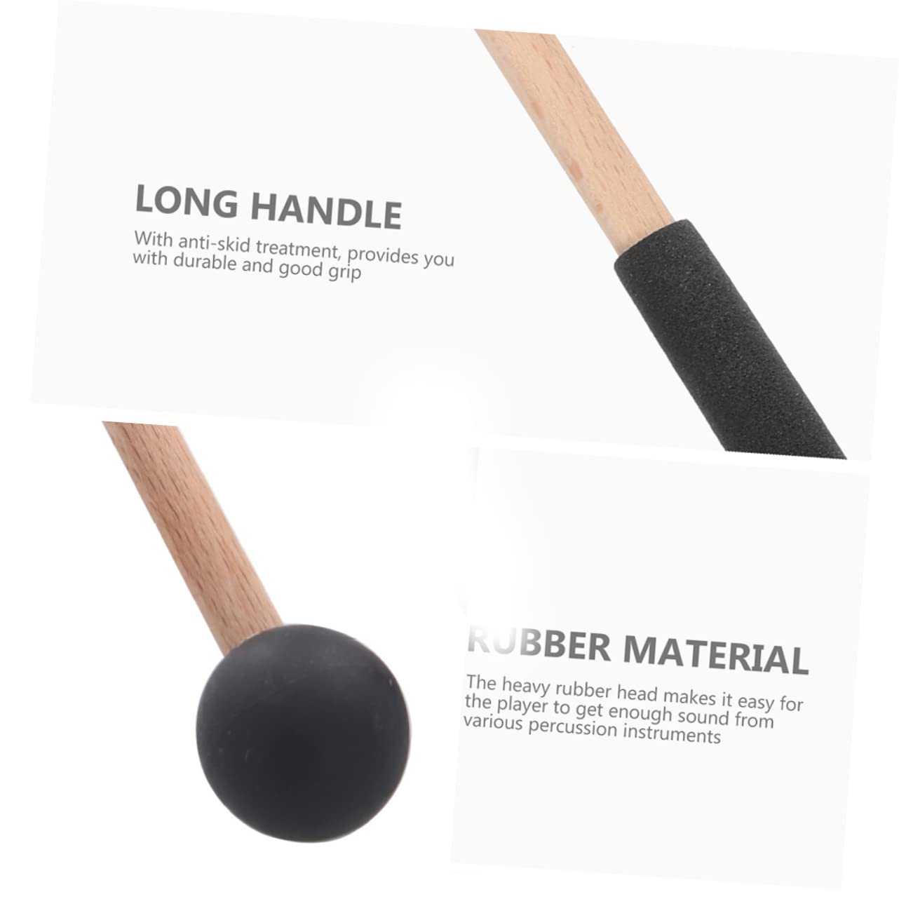 VICASKY 6pares Mallets De Percusión Para Marimba y Lengua De Diseño Ergonómico Cabezales Pulidos Para Instrumentos De Percusión