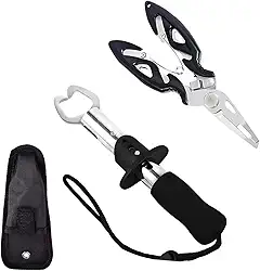 Alicate de Pesca Profissional, Kit com 2 Alicates e Bolsa de Transporte, Multifuncional para Remoção de Anzóis, Corte de Linha e Contenção de Peixes para Pesca em Água Doce e Salgada
