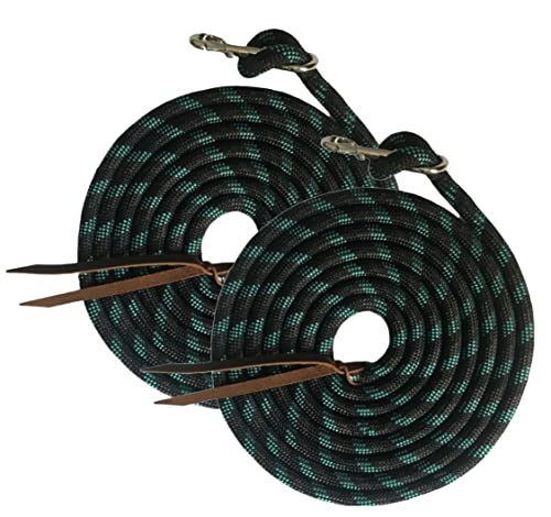 Majestic Ally 14' Pack of 2 Poly Training Lead Rope with Leather Popper for Horses & Livestock