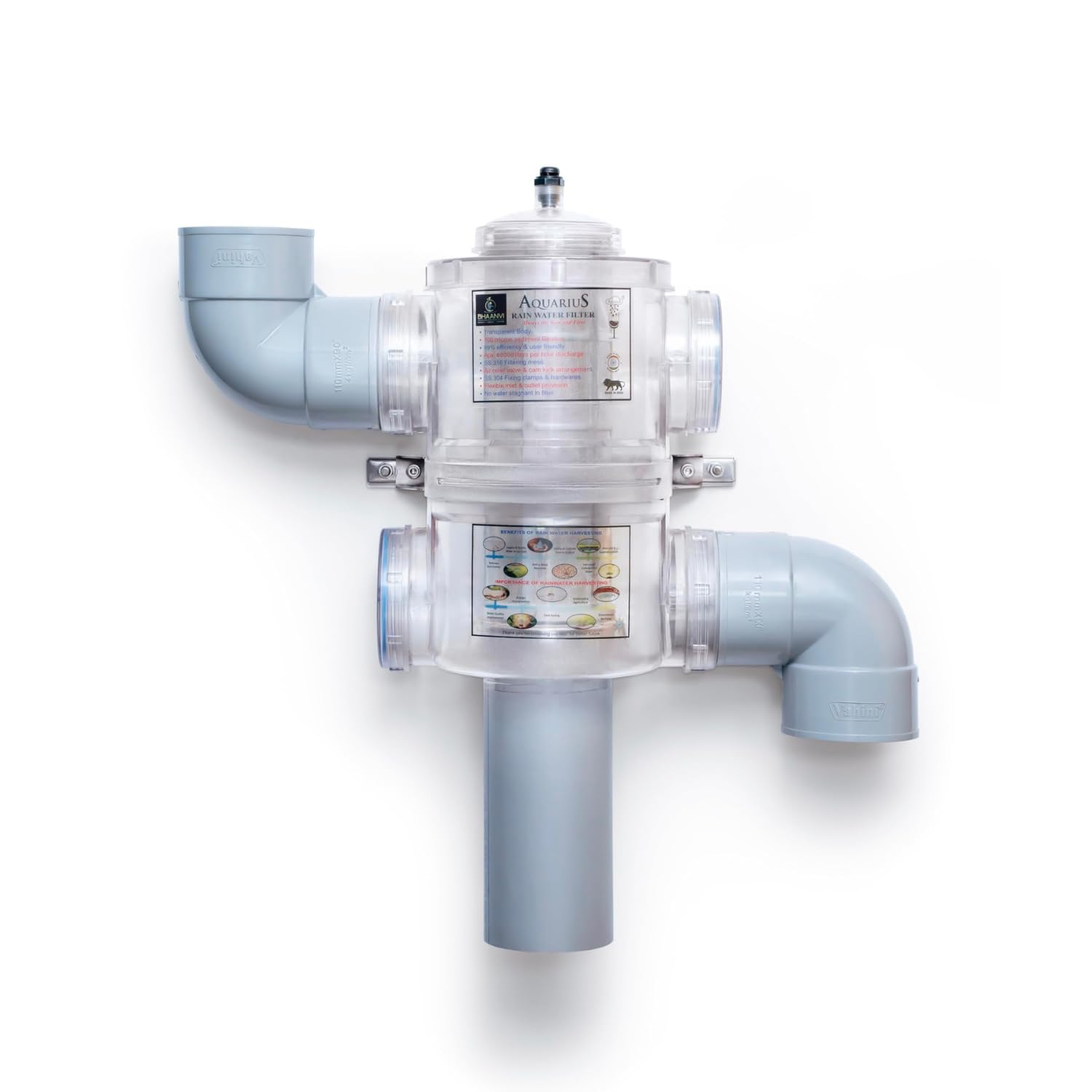 Aquarius Rain Water Harvesting Filter |1000 L/min High Flow in Clean Water Operation | Tested & Certified | Transparent Body | SS316 Stainless Steel Core Mesh | 150 Micron Filtration-image-10
