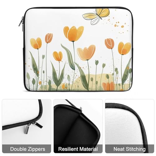 Funda para portátil de 38.1 cm con diseño de tulipanes 7