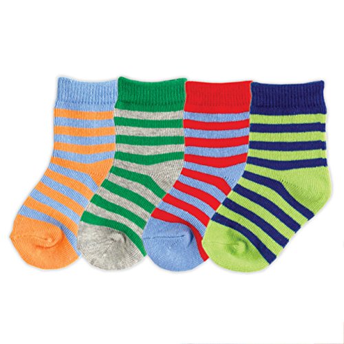Luvable Friends Basic Crew Socks, 4 Pack, Blue, 0-6 months