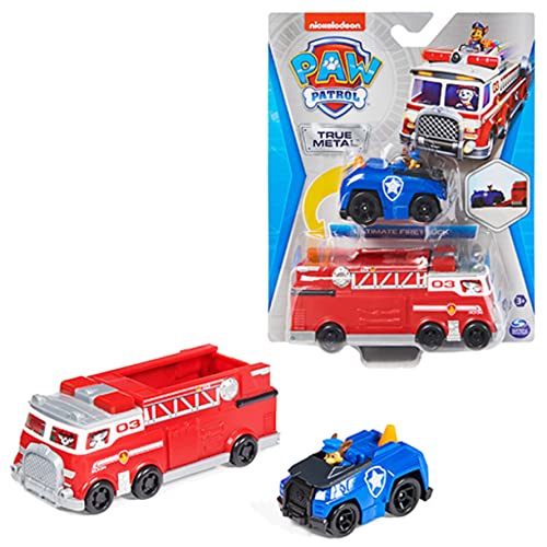 PAW PATROL True Metal Team Fahrzeuge 2er Set mit Feuerwehrwagen und Chase...