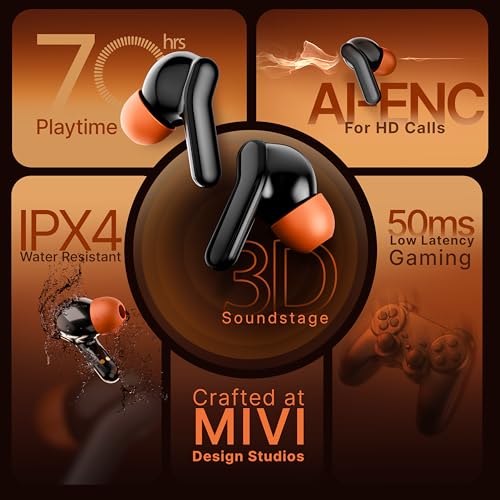 Image of Mivi DuoPods Roar (New Launch) 13mm AAC Audio Tech | AI-ENC | Dual Mic | 5.3 Bluetooth Ear Buds | 70Hrs Battery | Fast Charge | IPX4 | Low Latency | Gaming Earbuds