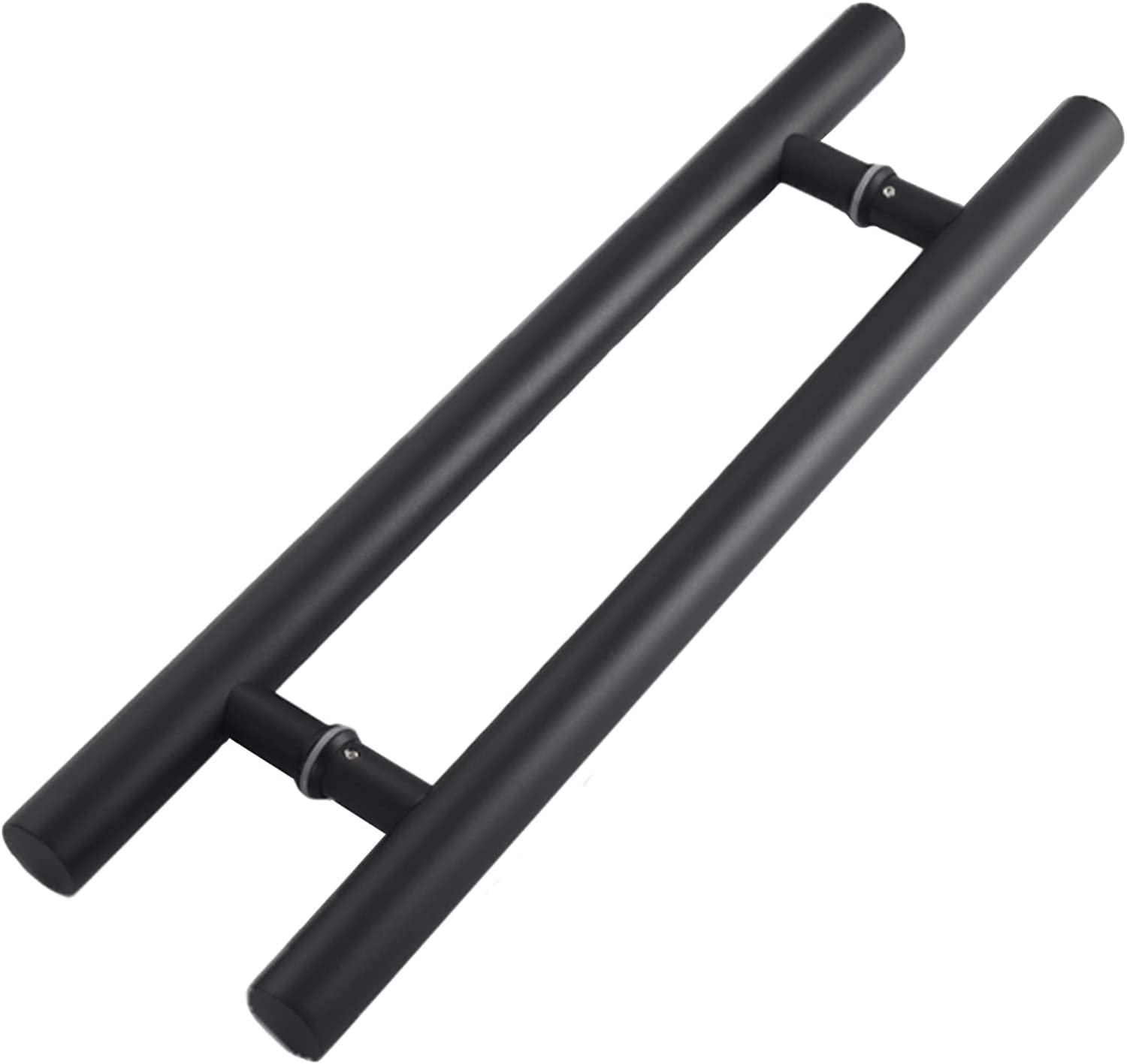 Circir Black Entry Round Bar Push Pull Door Handle Stainless Steel,24"/31" Sliding Barn Door, Two-Side Design For Gates, Garages(,80Cm/2.6Ft)