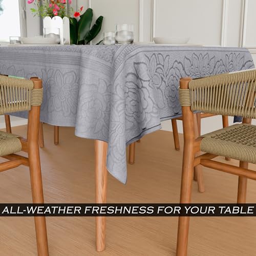 Image of Kuber Industries Dining Table Cover | 60x90 Inch | 6-Seater Table Cover | Net Tabletop Cover | Hotels-Restaurants Table Cover | Dining Table Cloth | Sun-Shine Print | DTC | Grey
