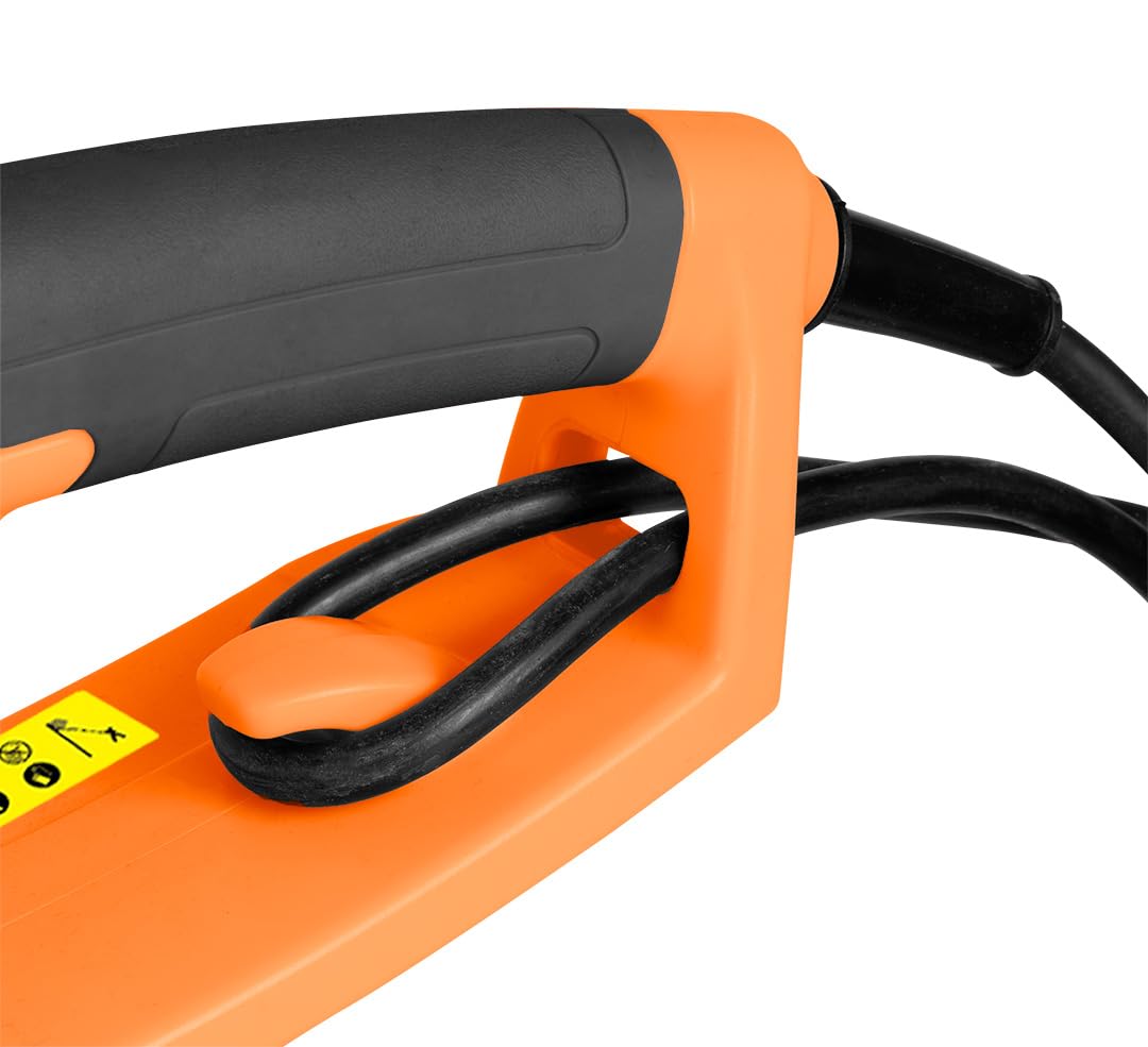 NEO TOOLS Wielofunkcyjne urządzenie ogrodowe 2 w 1 – sekator (750 W, miecz 25 cm) i teleskopowe nożyce do żywopłotu (550 W, ostrze 46 cm), szybkie naciąganie łańcucha SDS, pasek na ramię, do wysokich