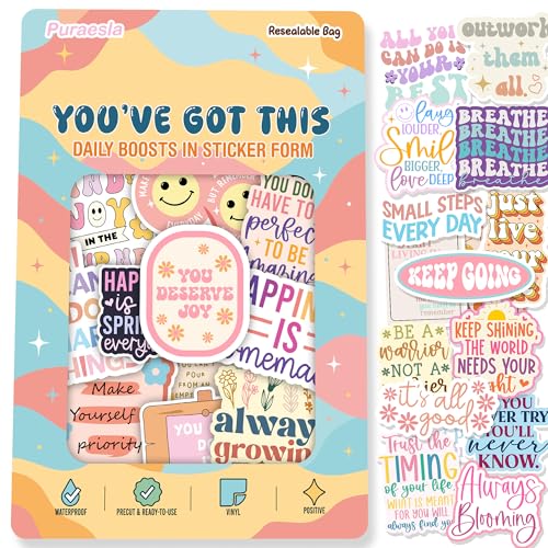 Youve Got this By Puraesla - 300Pcs Holographic Positive Affirmation Sticker Pack motivational quotes Mental Health Boost decor for Water Bottles Journalds Notebooks daily positivity for self care