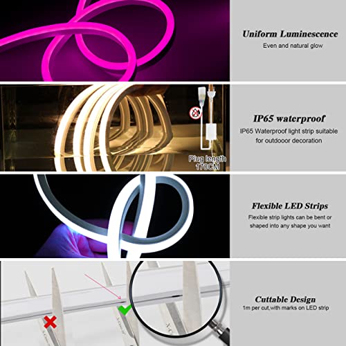 Image of KSIBNW 32.8ft /10m Led Neon Rope Lights RGB Dimmbar with App Remote Control,Waterproof IP 65,Music Sync,Multicolor AC 110-120V Flexible LED Neon Strip Light for Home /Garden /Building Decoration